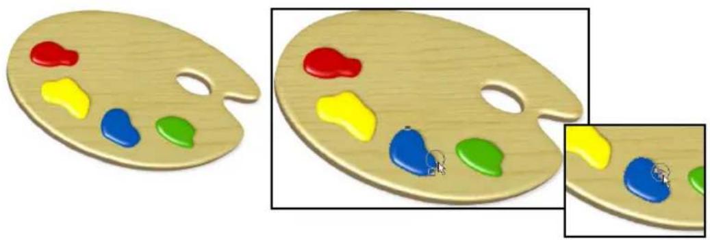 Two wooden artist palettes with colorful paint blobs, shown from different angles (no text or symbols)