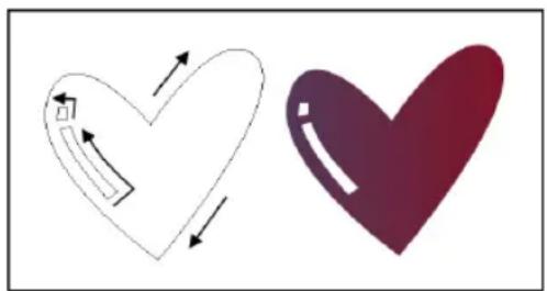 Two heart shapes, one outlined and one solid with arrows indicating direction (no text or symbols)