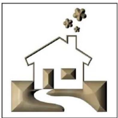 Illustration of a house with a winding path and floating stars (no text or symbols)