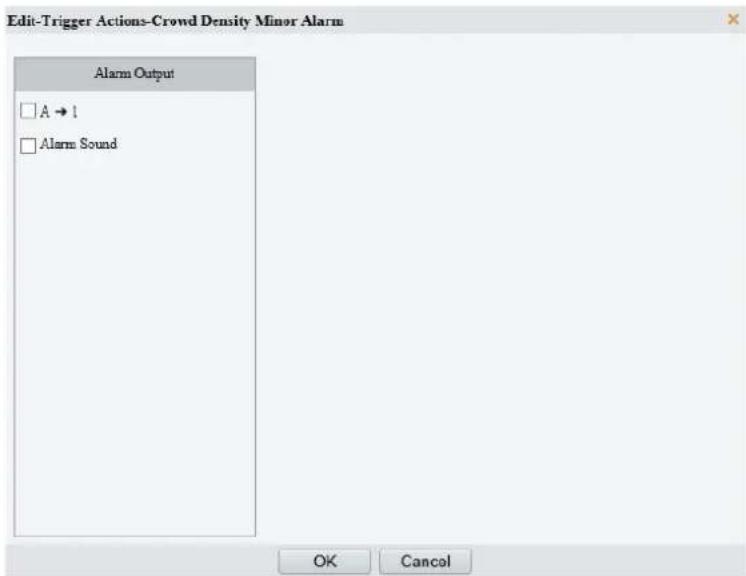 Edit-Trigger Actions-Crowd Density Minor Alarm Alarm Output □ A → ! □ Alarm Sound OK Cancel