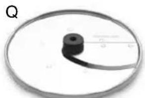 Circular object with a black cylindrical component and a curved line, labeled 'Q' in the top-left corner (no other text or symbols)