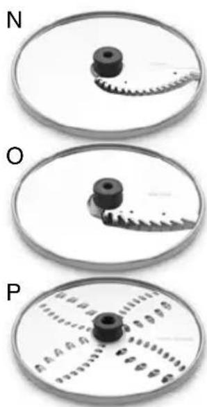 Three circular diagrams labeled N, O, and P showing mechanical components with no visible text or symbols.