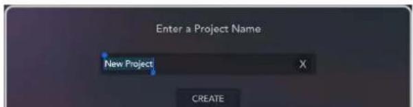 Enter a Project Name New Project CREATE