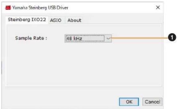 Yamaha Steinberg USB Driver Steinberg IXO22 ASIO About Sample Rate : 48 kHz OK Cancel