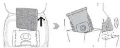 Illustration showing a device being processed from a container, with no visible text or symbols.