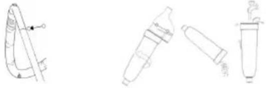 Four line drawings of laboratory glassware or equipment, including a conical tube and three cylindrical containers (no text or symbols).