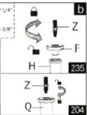 1/4" 3/8" b Z F H 235 Z Q 204