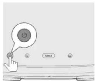 Diagram showing a hand pressing a button with a power symbol and three buttons labeled 'L10.4' at the bottom.