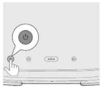 Diagram showing a hand pressing a button with a power symbol and three buttons labeled 'Click', 'OK', and 'Exit'.