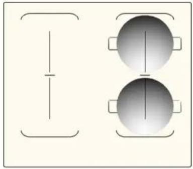 Pure geometric diagram showing two circular shapes with vertical and horizontal lines, no text or symbols present.