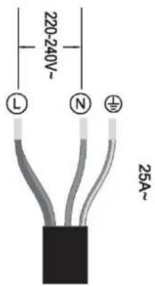 220-240V~ L N 25A~