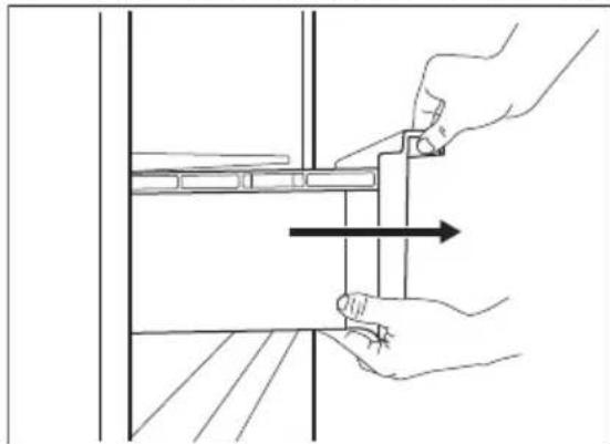 Line drawing of hands using a tool to adjust or install a component, with an arrow indicating direction (no text or symbols present)