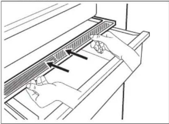 Line drawing of hands operating a window with arrows indicating direction (no text or symbols)