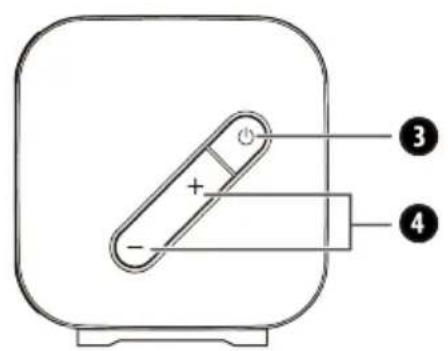 Diagram of a battery with labeled components and polarity indicators.