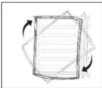 Abstract diagram of a document with arrows indicating rotation or movement, no text or symbols.
