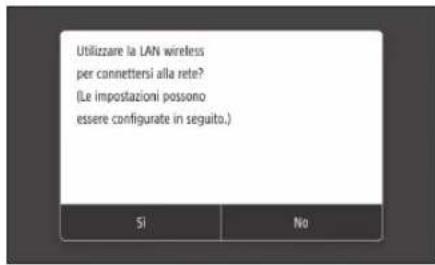 Utilizzare la LAN wireless per connettersi alla rete? (Le impostazioni possono essere configurate in seguito.) SI No