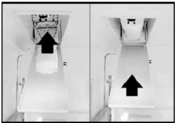 Two identical grayscale images showing a device with an upward arrow, no text or symbols present.