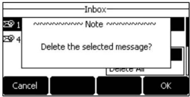 Inbox Note ~~~~~~~~~~ Delete the selected message? Delete All Cancel OK