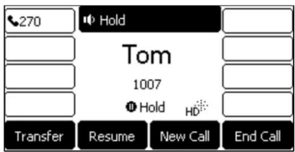 270 Hold Tom 1007 Hold HD Transfer Resume New Call End Call