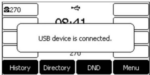 USB device is connected. History Directory DND Menu
