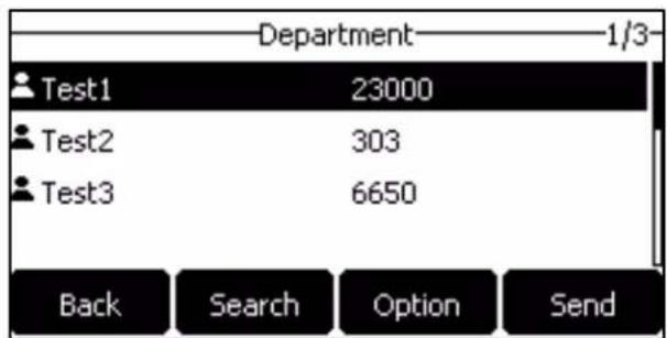 Department 1/3 Test1 23000 Test2 303 Test3 6650 Back Search Option Send