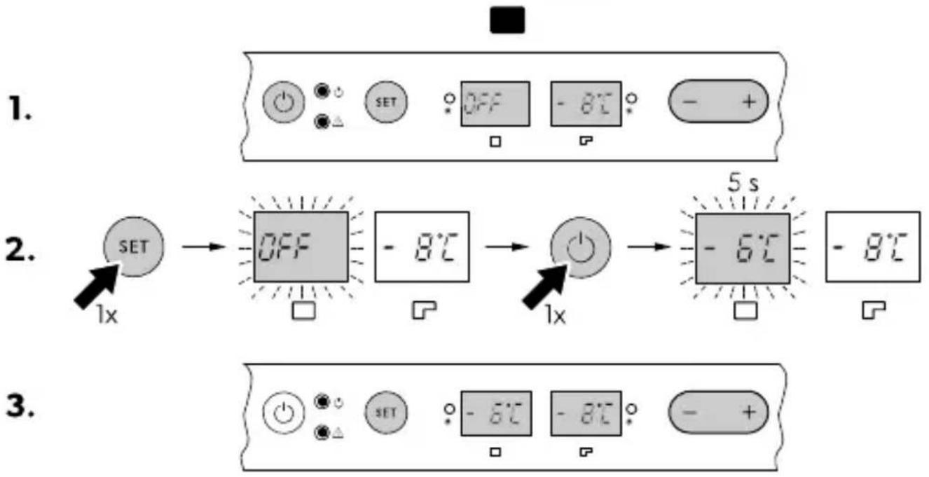 graph TD A["1. SET"] --> B["2. OFF"] B --> C["3. 5s -8℃"] C --> D["4. 1x"]