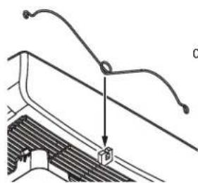 Technical diagram showing a mechanical assembly with a downward arrow and labeled point C (no text or symbols present)