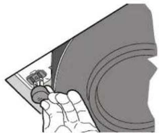 Illustration of a hand holding a small object with a magnified view, no text or symbols present