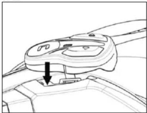 Technical line drawing of a mechanical component with a downward arrow indicating a feature (no text or symbols present)