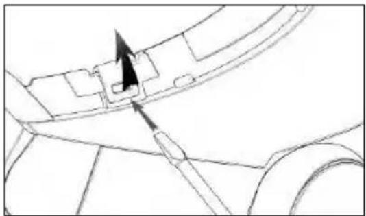 Technical line drawing of a mechanical component with an arrow indicating direction (no text or symbols)
