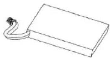 Simple line drawing of a rectangular block with a curved cable attached (no text or symbols)