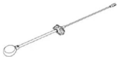 Line drawing of a medical or laboratory instrument with a long rod and handle (no text or symbols)