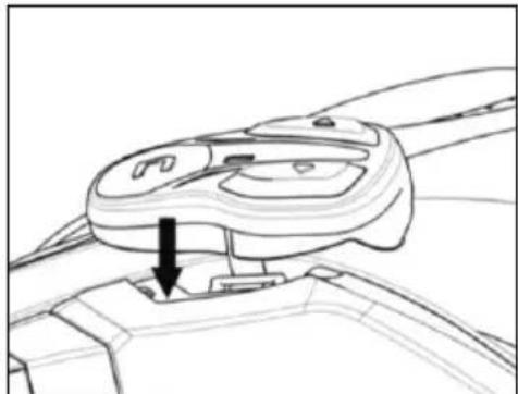 Technical line drawing of a mechanical component with a downward arrow indicating a feature (no text or symbols present)