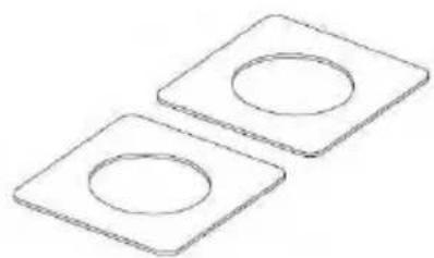 Two identical square plates with circular holes, no text or symbols present