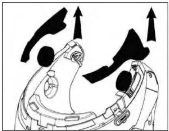 Diagram of a mechanical device with two views showing internal components and upward arrows indicating motion (no text or symbols)