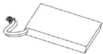 Simple line drawing of a rectangular block with a coiled cable attached (no text or symbols)