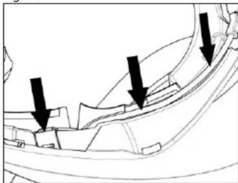 Technical line drawing of a mechanical component with three black arrows pointing to specific features (no text or symbols present)