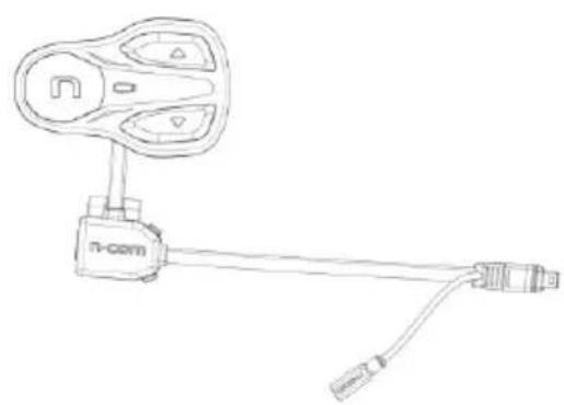 Line drawing of a handheld device with two ports and a connecting cable (no text or symbols)