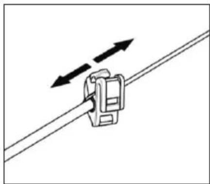 Diagram of a cable or connector with two opposing arrows indicating direction (no text or symbols)