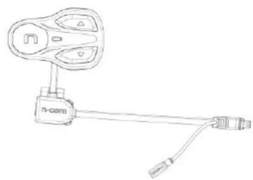 Line drawing of a handheld device with two connectors and a labeled connector (no text or symbols present)