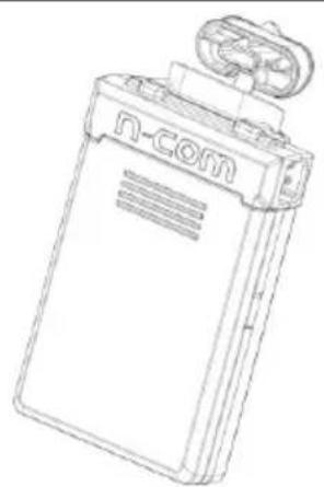 Line drawing of a n-com device with lid and front panel (no text or symbols)
