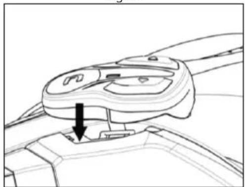 Technical line drawing of a mechanical component with a downward arrow indicating a specific part (no text or symbols present)