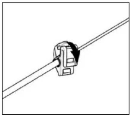 Simple line drawing of a cable or wire connector with no text or symbols