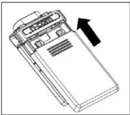Line drawing of a device casing with an arrow indicating upward motion (no text or symbols)