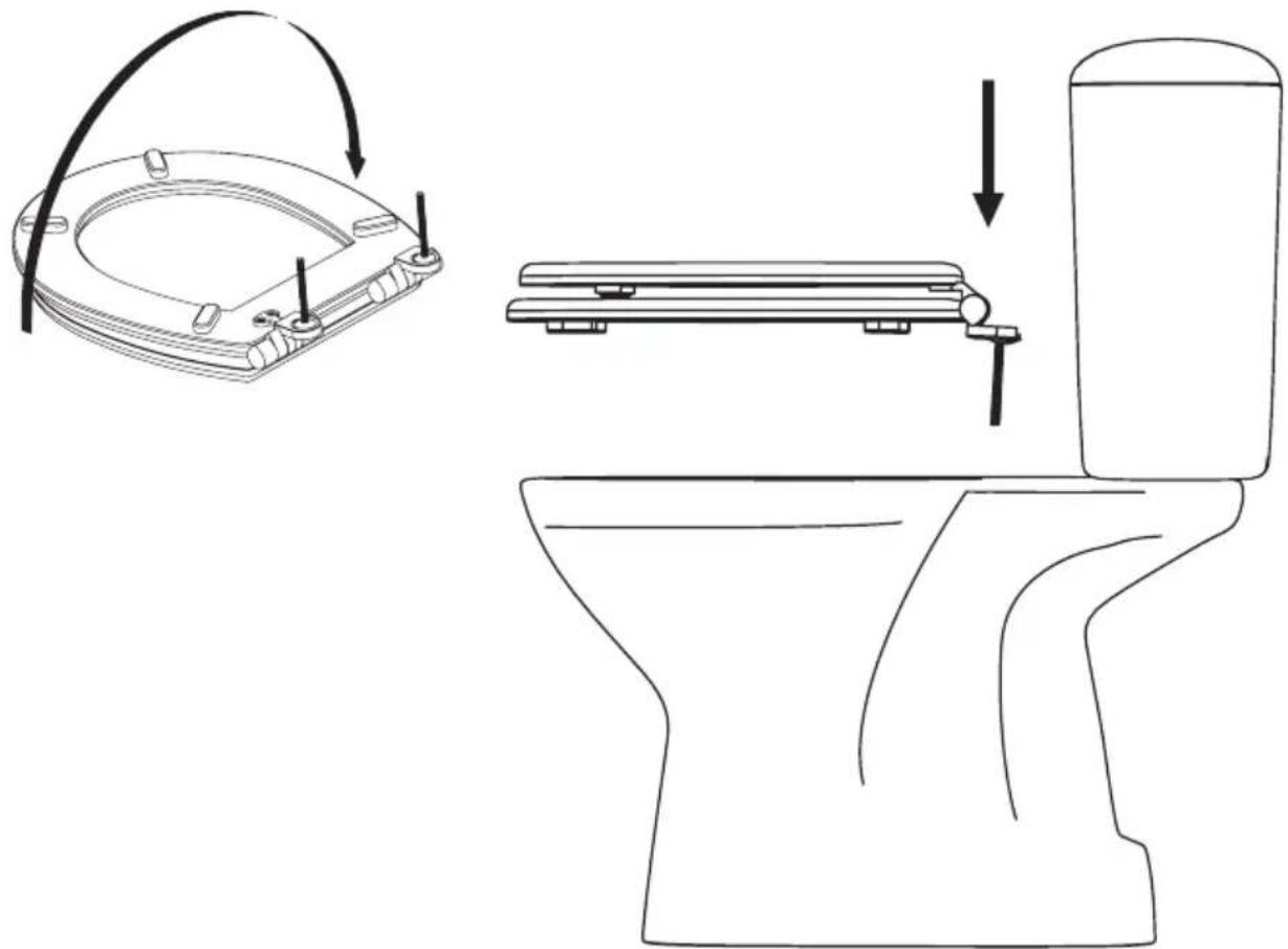 Diagram illustrating the process of a toilet replacement system, showing step-by-step assembly and component insertion.