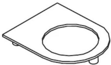 Simple line drawing of a toilet with a square base and circular opening (no text or symbols)