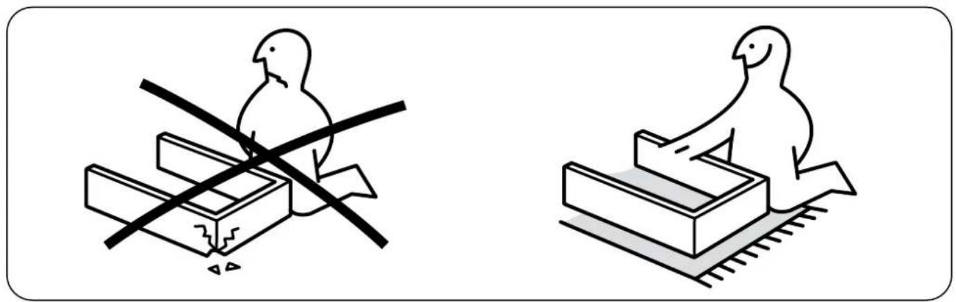Two line drawings of birds on different platforms: one with a crosshair and the other with a bird-like structure (no text or symbols)