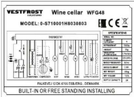 VESTFROST Vinkjeller WFG48 MODELL: 0-S710001H8030803 INDUSTRIELL SPESIELL KATEGORI GODKJENNING LUFTIG SMØR RASS-FLOW RASS-FREKVENS RASS-DUNIGHT NETTOVEKT NETTOSPenNING SMØRKAPASITET SPESIFIKASJONER SERIENR. A C Mg 2000 lb 5 kg 2Pentape 2000 lb 2Pentape 2000 lb 2Pentape 2000 lb 2Pentape 2000 lb 2Pent…