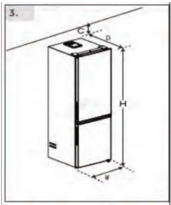 CANDY ECN4CQTEW186 - Empfohlener Platzbedarf - 3