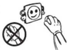 Illustration of a hand holding a prohibition sign, a smiling face icon, and a crossed-out hand gesture (no text or symbols present)